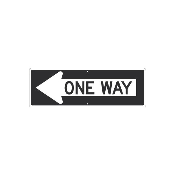 NMC Traffic Sign, One Way Arrow Left, 12in X 36in, White